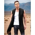 thumbnail image 3 of Coofandy Men's Ruffle Shawl Collar Sleeveless Long Cardigan Vest, 3 of 7