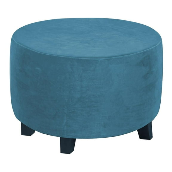 Round Ottoman Footrest Covers for Diameter 48-55 Peacock blue