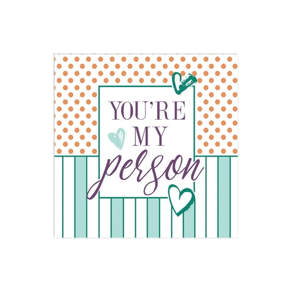 You're My Person Orange Dots Aqua Stripes 12 x 12 Wood Wall Sign Plaque