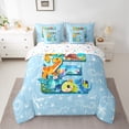 thumbnail image 5 of Feelyou Blue Initial E Letter Bedding Comforter Set, Kawaii Dinosaur Full Bedding Set, Teen Boy Girl Kid Colorful Stars Reversible, 7pcs, 5 of 7