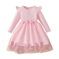 thumbnail image 2 of Girls Pink Princess Party Dress Long Sleeve Sparkle Tutu with Bows, Kids Birthday Holiday Fancy Dress for Age 3 4 5 6 7 8 9 10 Years,Size 9-10 T, 2 of 9