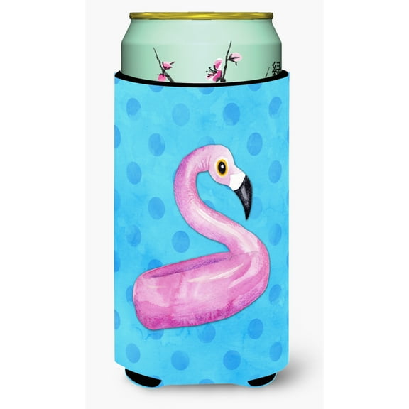 Carolines Treasures BB8256TBC Flamingo Floaty Blue Polkadot Tall Boy Beverage Insulator Hugger Tall Boy multicolor