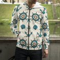 thumbnail image 5 of Sudadera con capucha y cremallera con estampado 3D de ancla náutica mediterránea para hombre, mujer y niño, 5 of 5
