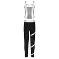 thumbnail image 2 of RUNQHUI Kids Girls Jazz Modern Dance Clothes Set Sleeveless Metallic Tank Top with Leggings 2 Piece Silver 10, 2 of 5