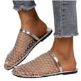 thumbnail image 4 of Hopeusnice Women's Slippers Non-Slip Breathable Flat Heel Closed-Toe Sandals Soft Trendy Mesh Materials Summer And Fall Shoes Almond Toe Shoes for Beach Almond Toe Vacation Shoes Silver 37, 4 of 8