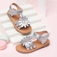 thumbnail image 2 of newwalpole Girls Sandals Summer Flats Dress Sandals Shoes Toddler/Little Kid Silver for Size 10, 2 of 8