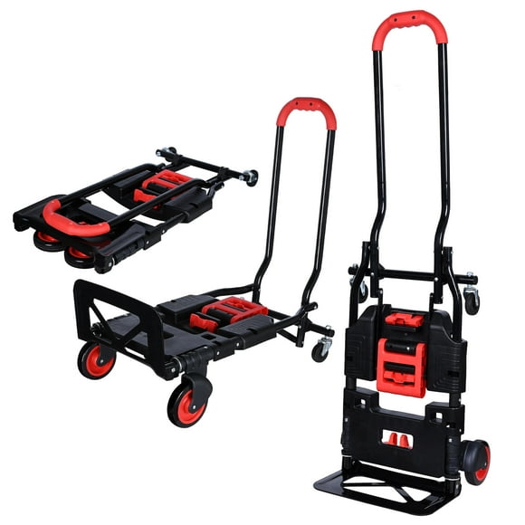 Heavy Duty Folding Hand Truck 265lbs Capacity, Portable Multi-Position Dolly Cart with 4 Wheels