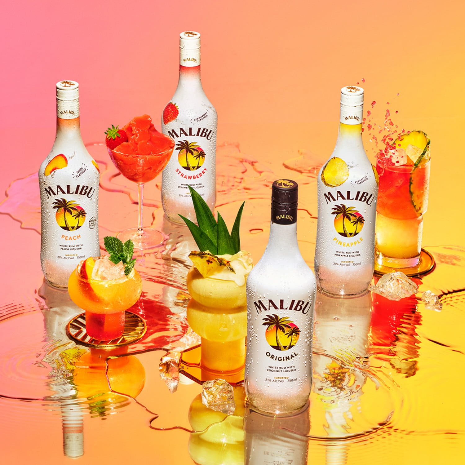 Malibu White Rum with Coconut Liqueur, 1.75 L Bottle, 21% ABV