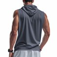 thumbnail image 5 of Men’s Sleeveless Hooded Undershirt Cardigan Solid Color Casual Top, 5 of 7