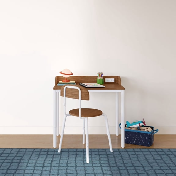 Mainstays Kids Grow With Me Adjustable Desk and Chair Set, Warm Walnut