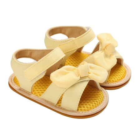

COUTEXYI Baby Girls Summer Bow Sandals Soft Sole Non-Slip Flats Pre-Walkers