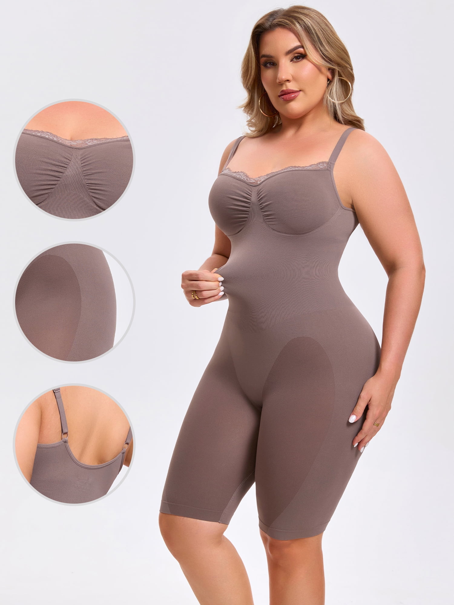 DARING DIVA Women's Sleeveless Shapewear Bodysuits Tummy Control Bodyshaper XL Brown