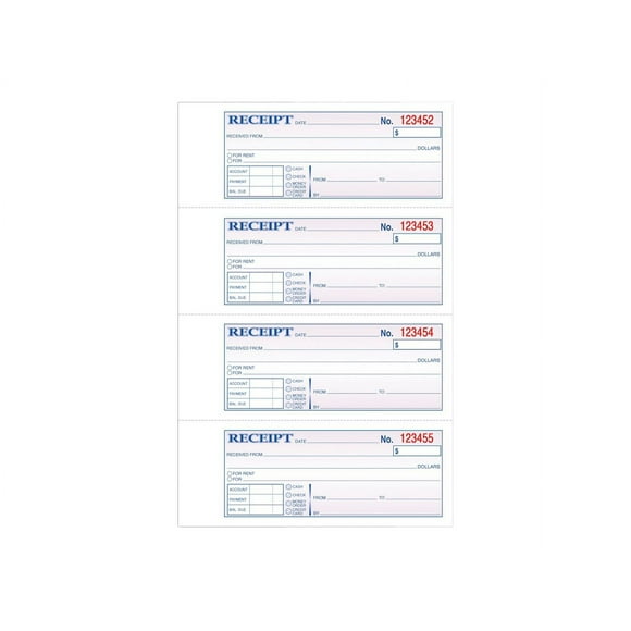 TOPS - Money/rent receipt book - 50 sheets - 200 forms -  - duplicate - carbonless - numbered