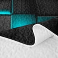 thumbnail image 5 of Castle Fairy Futuristic Cube Texture Twin Quilt Set 2 Pieces,Minimalist Cyan Neon Outline Twin Coverlet Set,Black Teal,1 Bedspread and 1 Pillowcase, 5 of 7