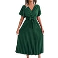 thumbnail image 3 of ZZwxWA Women's 2025 Summer Dress Casual Ruffle Wrap Maxi Dress Formal Short Sleeve V Neck Flowy Maxi Dresses Tie Waist Womens Evening Cocktail Party, 3 of 6
