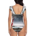 thumbnail image 6 of Yiaed 3d Lighthouse in the Surf Print Women's Ruffled One Piece Swimsuit V Neck Swimwear Slimming Monokini for Woman-XX-Large, 6 of 8