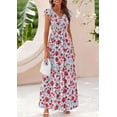 thumbnail image 3 of PRETTYGARDEN Women's Summer Flowy Maxi Dress Casual Cap Sleeve V Neck Smocked Beach Sundress, 3 of 5