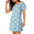 thumbnail image 2 of Vsdgher Chemise de Nuit à Manches Courtes Motif Poulet Drôle pour Femmes, Col Rond, Mignonne, Confortable, 2 of 6