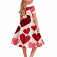 thumbnail image 3 of EGNMCR Robe à Manches Courtes à Col en V Robe à Manches Courtes Imprimée pour Filles Robe pour Enfants de Taille Moyenne et Grande Jupe à Col Plié Robe en Polyester pour Fille, 3 of 6