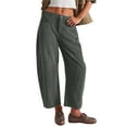 thumbnail image 2 of Lumtrix Womens Corduroy Pants Wide Leg Baggy Cropped Pants Barrel Cord Pants Casual Elastic Mid Waist Trouser with Pockets Dark Green L, 2 of 8