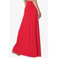 thumbnail image 4 of TheMogan Women's Casual Lounge Solid Foldable High Waist Draped Jersey Relaxed Long Maxi Skirt Red 2X, 4 of 7