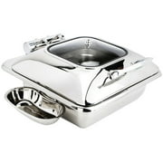 Eastern Tabletop 3934G Crown 6 Qt. Stainless Steel Square Induction Chafer with Hinged Glass Dome Cover