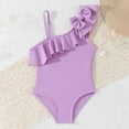 thumbnail image 4 of Lullu Girls Bow Ruffle One Shoulder One-Piece Swimsuit UPF50+ Cute Bathing Suit, Sizes 3-7, 4 of 5