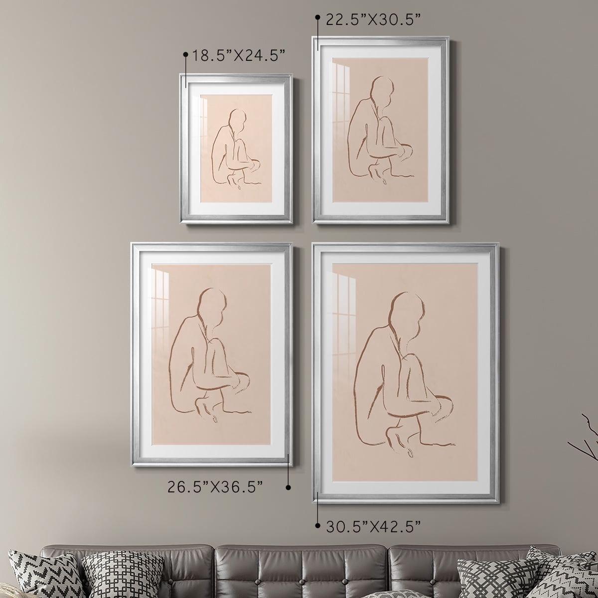 Wexford Home Sketched Pose I Premium Framed Print, 30.5" x 42.5" - Ready to Hang, Silver (Set of 2)