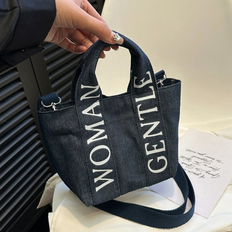 Gentlewoman® Tote Bag for Women, Canvas Crossbody Tote Bags with Magnetic buckle Casual Canvas Shoulder Bags for Work School and Travel，Dark Blue