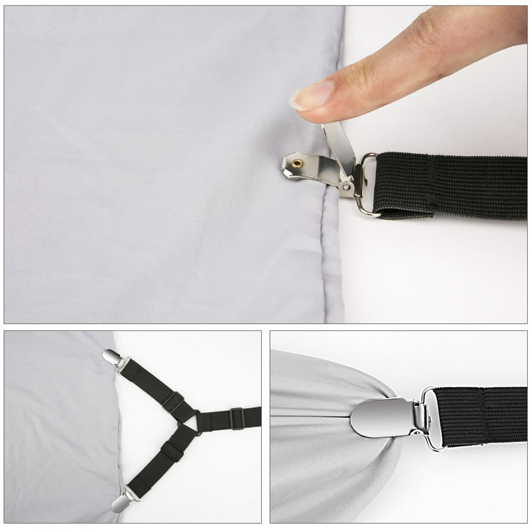 S SEEOOR Bed Sheet Holder Straps, Triangle Mattress Corner Clips, Fitted  Sheet Fastener Suspenders Grippers Keep in Place for Bedsheets(4 PCS)