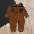 thumbnail image 4 of Odeerbi Baby Boy Girl Clothes Toddler Jumpsuit Outfit Winter Bear Zipper Hooded One-piece Romper Set Brown, 4 of 4