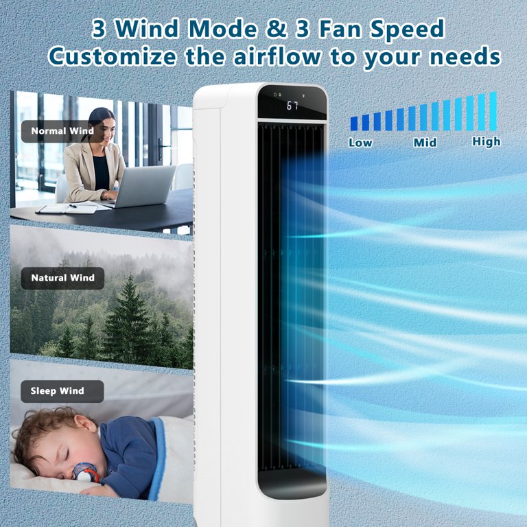 3-in-1 Evaporative Air Cooler LifePlus Portable Tower Cooling Fan  Oscillating Swamp Cooler 41.5 White - Walmart.com