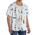 thumbnail image 4 of Sigee Nautical Lighthouse Sailboat Print Men's Shirts Casual Button Down Short Sleeve Summer Beach Shirt Hawaiian Vacation Shirts Tee Shirt-4X-Large, 4 of 7