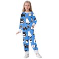 thumbnail image 4 of Tisuna Kids Halloween Pajamas Set For Girls Comfort Fit Cartoon Print Long Sleeve Crewneck Tops And Pants Sleepwear Toddler And Children Everyday Sleep Wear Set Size 2-3 Years Blue, 4 of 5