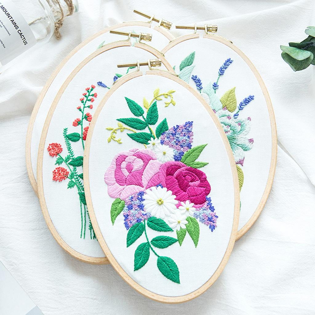 3 Set Embroidery Hoops Wooden Oval Stitch Hoop Rin Sewing