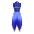 thumbnail image 4 of iiniim Women's Sequined Liturgical Worship Praise Dance Dresses Gradient Mesh Irregular Church Worship Tunic Royal Blue L, 4 of 7