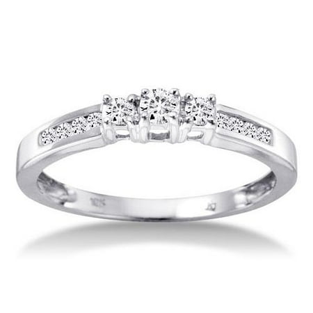 1/4 Carat Three Stone Diamond White Gold Ring