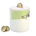thumbnail image 2 of Sloth Piggy Bank, Hand Drawn Sluggish Animal Sloth on Green Abstract Background Curved Line, Ceramic Coin Bank Money Box for Cash Saving, 3.6" X 3.2", Pistachio Green Black, by Ambesonne, 2 of 4