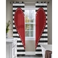 thumbnail image 4 of Valentine's Day Sheer Curtains 63 Inch Length 2 Panels Set for Living Room/Bedroom, Red Love Heart Black Striped Farmhouse Kitchen Curtains Grommet Semi-Sheer Curtains Window Treatments 42"x63"x2, 4 of 7