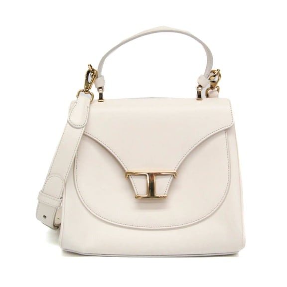 Pre-Owned Tod's T Timeless Women's Leather Handbag,Shoulder Bag Off-white