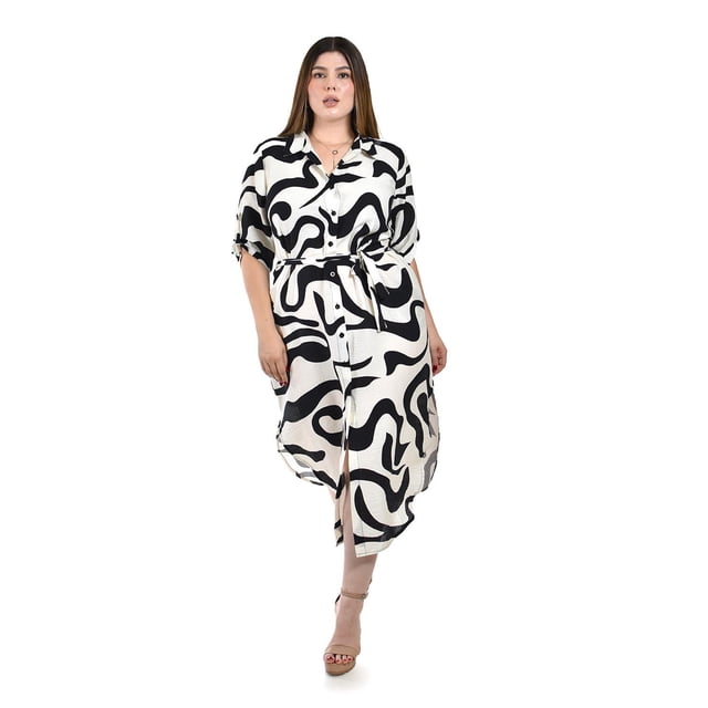 Vestido largo estampado Roman Fashion /Tallas Extras, 1765 (Negro) negro 38