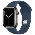 Pre-Owned Apple Watch Series 7 45mm GPS   Cellular Unlocked - Graphite Stainless Steel Case - Blue Sport Band (2021) ( )