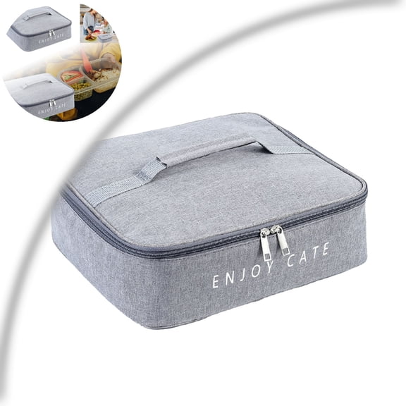 12"x10"x4" Insulated Lunch Bag, Portable Food Containers Bag Flat Bento Bag Reusable Thermal Lunch Pail for Men and Women