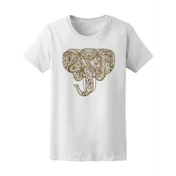 Ethnic Zendoodle Elephant Face T-Shirt Women -Image by Shutterstock, Female Large