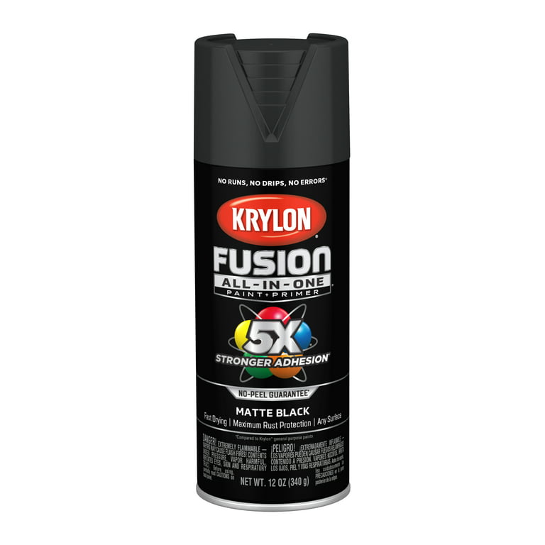 Krylon K02754007 Krylon Fusion All-In-One Black Matte 12 oz Spray Paint,  Multi-Surface, (1 Piece, 1 Pack)