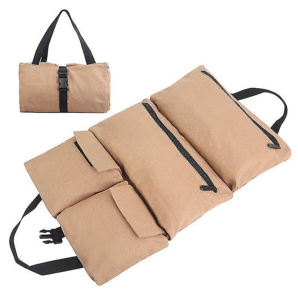 Bolsa de herramientas rodante multiusos de color caqui, bolsa de herramientas Oxford, bolsa de herramientas para llaves Oxford de alta resistencia, kit de automóvil, para electrici