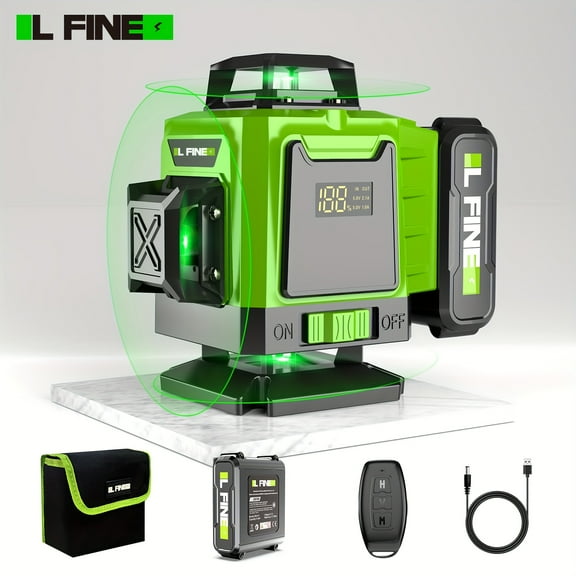 Laser Level 360 Self Leveling ,LFINE 4D Lazer Level,4x360° Cross Line Laser for Construction Project Renovation,Floor Tile, Laser Level Lines Tool,Durable Case