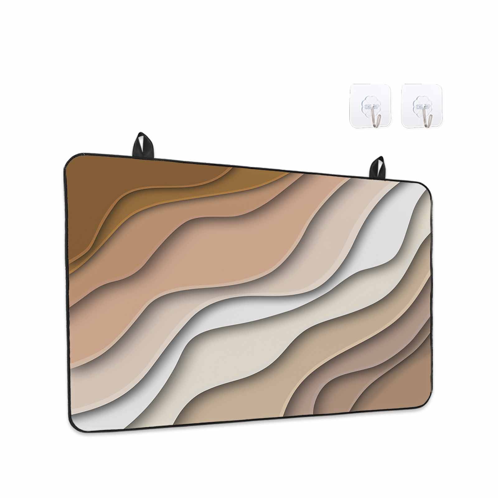 Brown Ombre Stove Top Cover for Electric Stove, Heat-proof & Non Slip Glass Top Stove Cover Protector, Modern Geometric Abstract Aesthetic Cream Kitchen Flat Cooktop Rubber Mat 31x24 Inches