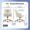 thumbnail image 5 of Serta Scarlett Modern Mid-Back Office Chair Velvet Fabric Gold Metal Base Beige, 5 of 10