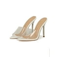 thumbnail image 5 of Women's Transparent Vamp Clear Stiletto Pointy Toe Mule Heel Sandal 19692, 5 of 6
